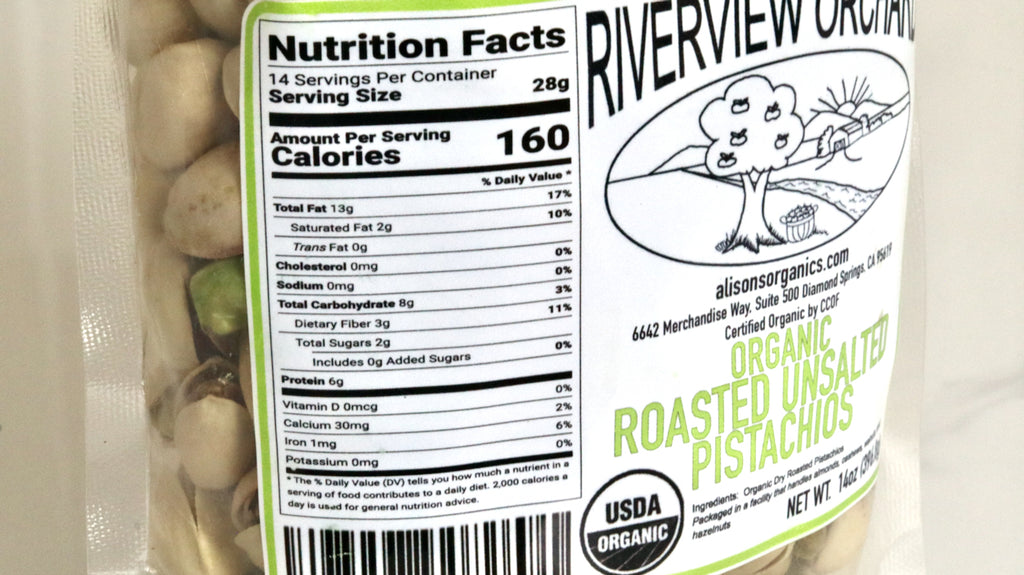 Organic Roasted Unsalted Pistachio's